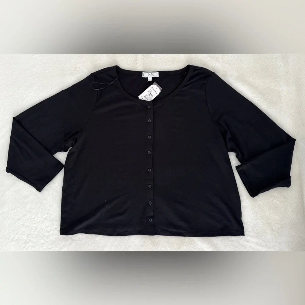 Hippie Rose Black Button Down Cardigan, Size 3X - NWT - Picture 5 of 9